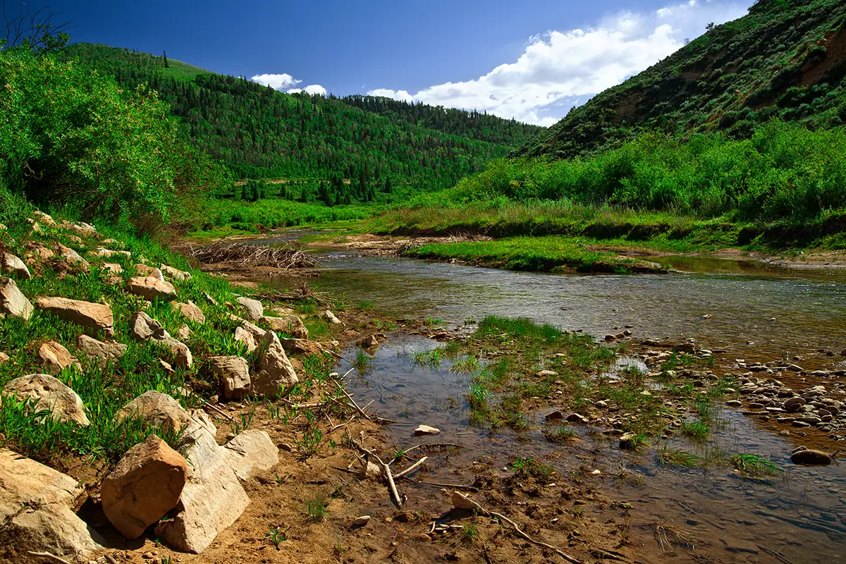 Stream near lot B5 at Scofield Mountain Estates, recreational land for sale
